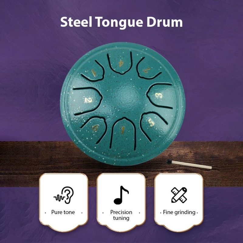 Drums & Percussion |   Steel Tongue Drum 4 Inch 8 Notes C Key Percussion Instrument Portable Balmy Drum with Drum Mallets Handpan Drum Green Drums & Percussion Drums & Percussion