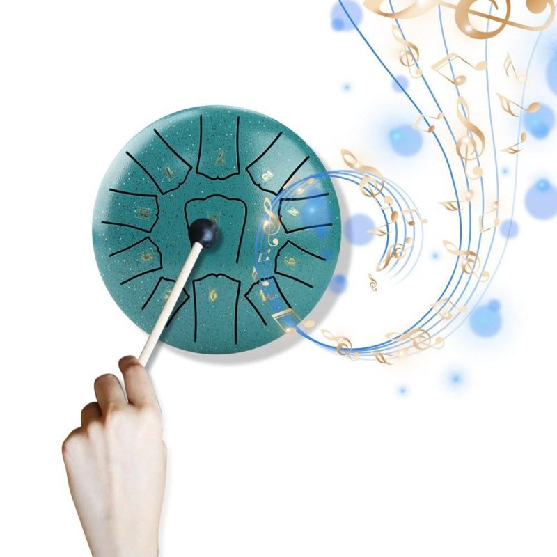 Drums & Percussion |   Steel Tongue Drum 6 Inch 11 Notes D Key Percussion Instrument Portable Balmy Drum with Drum Mallets Blue Drums & Percussion Blue