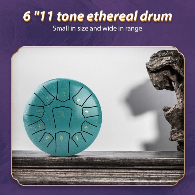 Drums & Percussion |   Steel Tongue Drum 6 Inch 11 Notes D Key Percussion Instrument Portable Balmy Drum with Drum Mallets Blue Drums & Percussion Blue