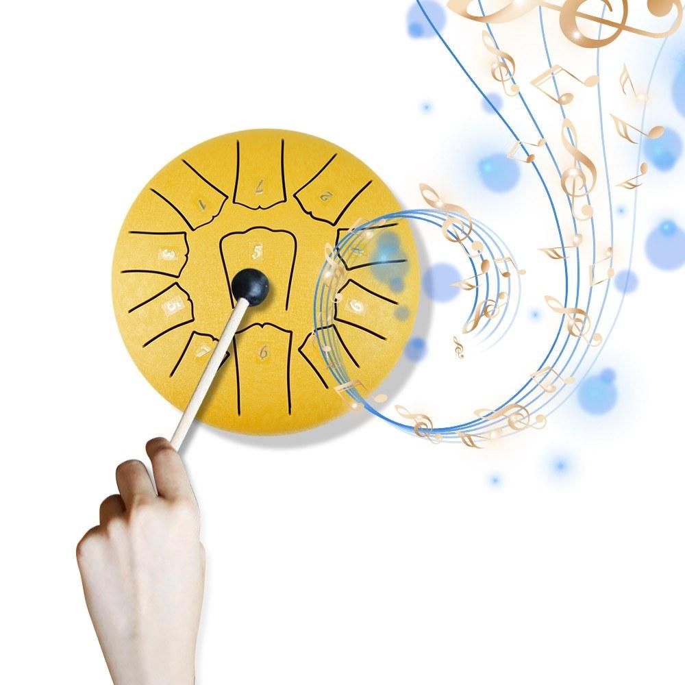 Drums & Percussion |   Steel Tongue Drum 6 Inch 11 Notes D Key Percussion Instrument Portable Balmy Drum with Drum Mallets Golden Drums & Percussion Drums & Percussion