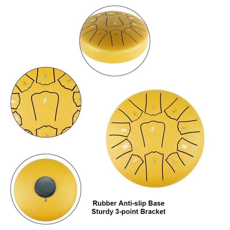 Drums & Percussion |   Steel Tongue Drum 6 Inch 11 Notes D Key Percussion Instrument Portable Balmy Drum with Drum Mallets Golden Drums & Percussion Drums & Percussion