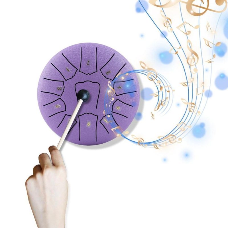 Drums & Percussion |   Steel Tongue Drum 6 Inch 11 Notes D Key Percussion Instrument Portable Balmy Drum with Drum Mallets Purple Drums & Percussion Drums & Percussion