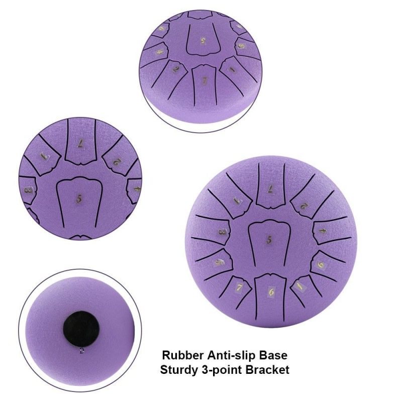 Drums & Percussion |   Steel Tongue Drum 6 Inch 11 Notes D Key Percussion Instrument Portable Balmy Drum with Drum Mallets Purple Drums & Percussion Drums & Percussion