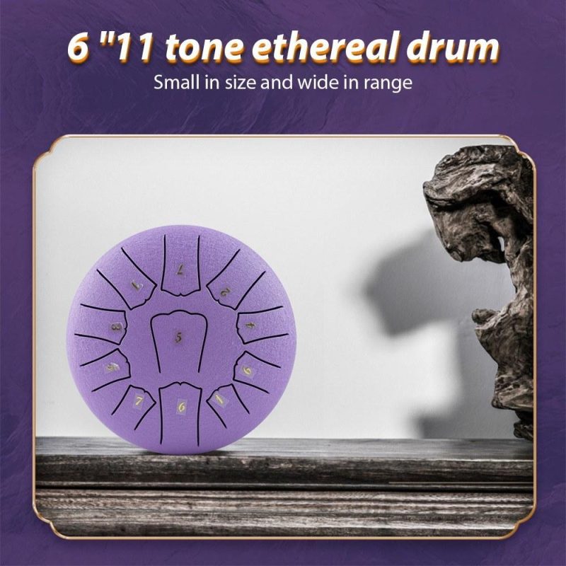 Drums & Percussion |   Steel Tongue Drum 6 Inch 11 Notes D Key Percussion Instrument Portable Balmy Drum with Drum Mallets Purple Drums & Percussion Drums & Percussion