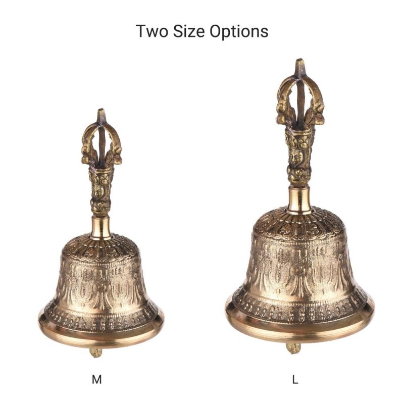 Drums & Percussion |   Tibetan Buddhist Bell Bronze Hand Bell with Vajra Padding for Meditation Prayer Golden Drums & Percussion Drums & Percussion