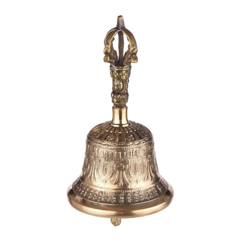 Drums & Percussion |   Tibetan Buddhist Bell Bronze Hand Bell with Vajra Padding for Meditation Prayer Golden Drums & Percussion Drums & Percussion