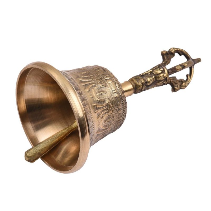 Drums & Percussion |   Tibetan Buddhist Bell Bronze Hand Bell with Vajra Padding for Meditation Prayer Golden Drums & Percussion Drums & Percussion