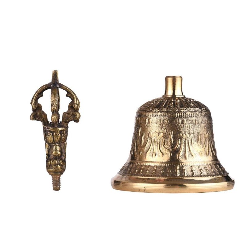 Drums & Percussion |   Tibetan Buddhist Bell Bronze Hand Bell with Vajra Padding for Meditation Prayer Golden Drums & Percussion Drums & Percussion