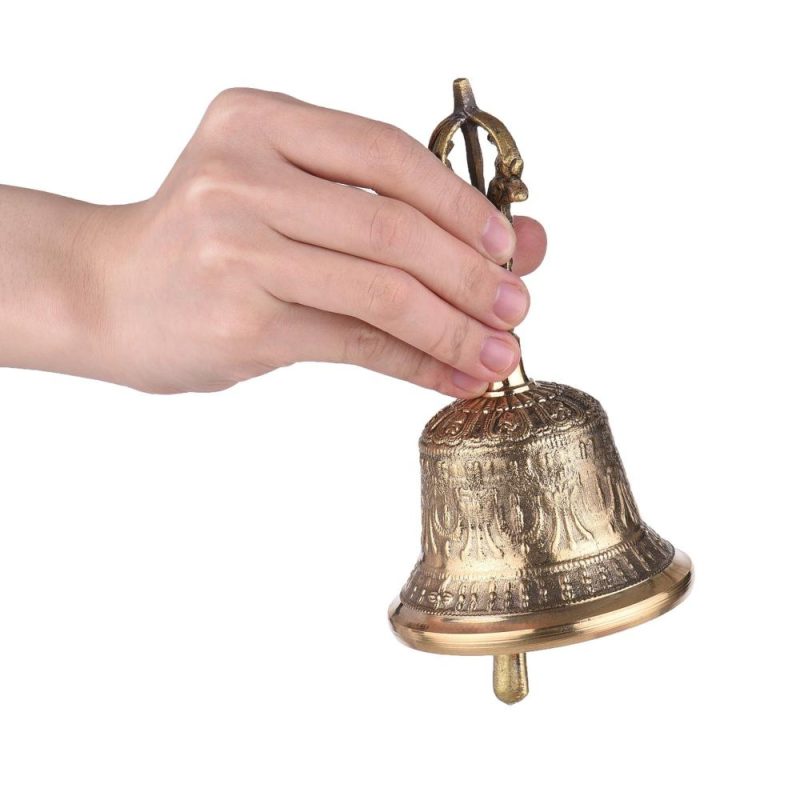 Drums & Percussion |   Tibetan Buddhist Bell Bronze Hand Bell with Vajra Padding for Meditation Prayer Golden Drums & Percussion Drums & Percussion