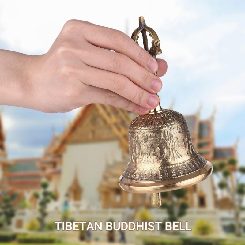 Drums & Percussion |   Tibetan Buddhist Bell Bronze Hand Bell with Vajra Padding for Meditation Prayer Golden Drums & Percussion Drums & Percussion