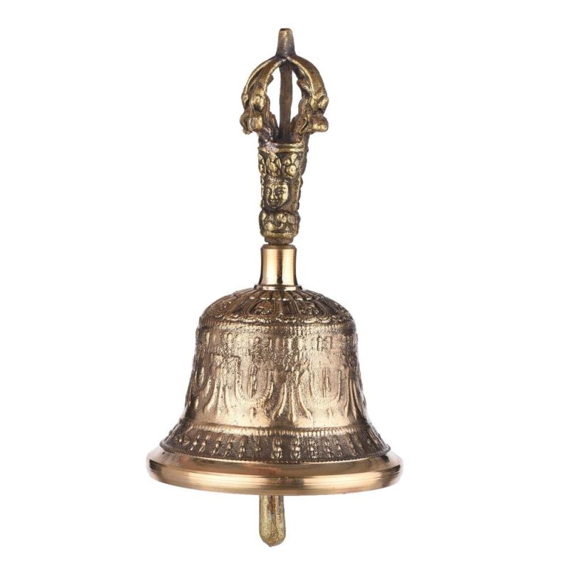 Drums & Percussion |   Tibetan Buddhist Bell Bronze Hand Bell with Vajra Padding for Meditation Prayer Golden Drums & Percussion Drums & Percussion