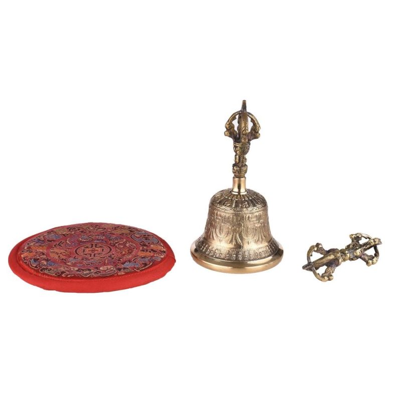 Drums & Percussion |   Tibetan Buddhist Bell Bronze Hand Bell with Vajra Padding for Meditation Prayer Golden Drums & Percussion Drums & Percussion