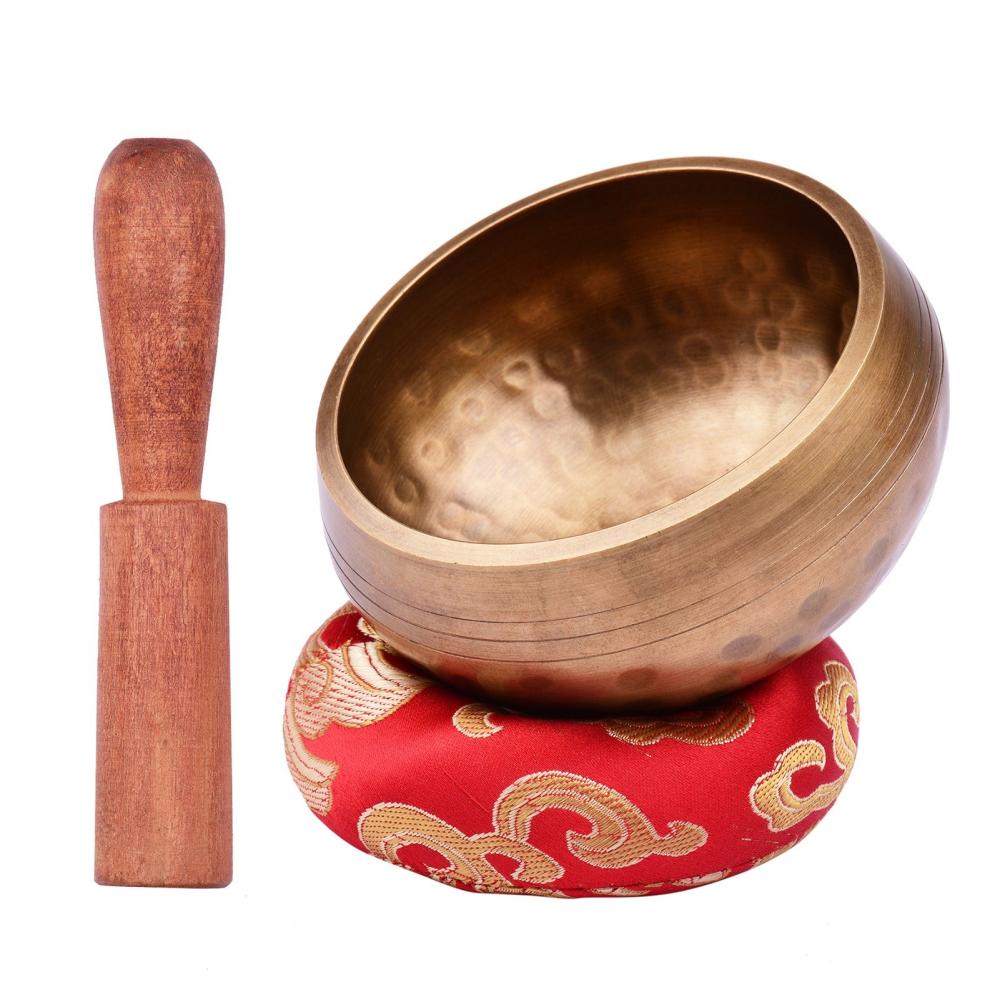 Drums & Percussion |   Tibetan Singing Bowl Set 8cm caliber scale pattern bowl + 12 * 2cm ordinary wooden stick + 8cm red circle pad Drums & Percussion Drums & Percussion