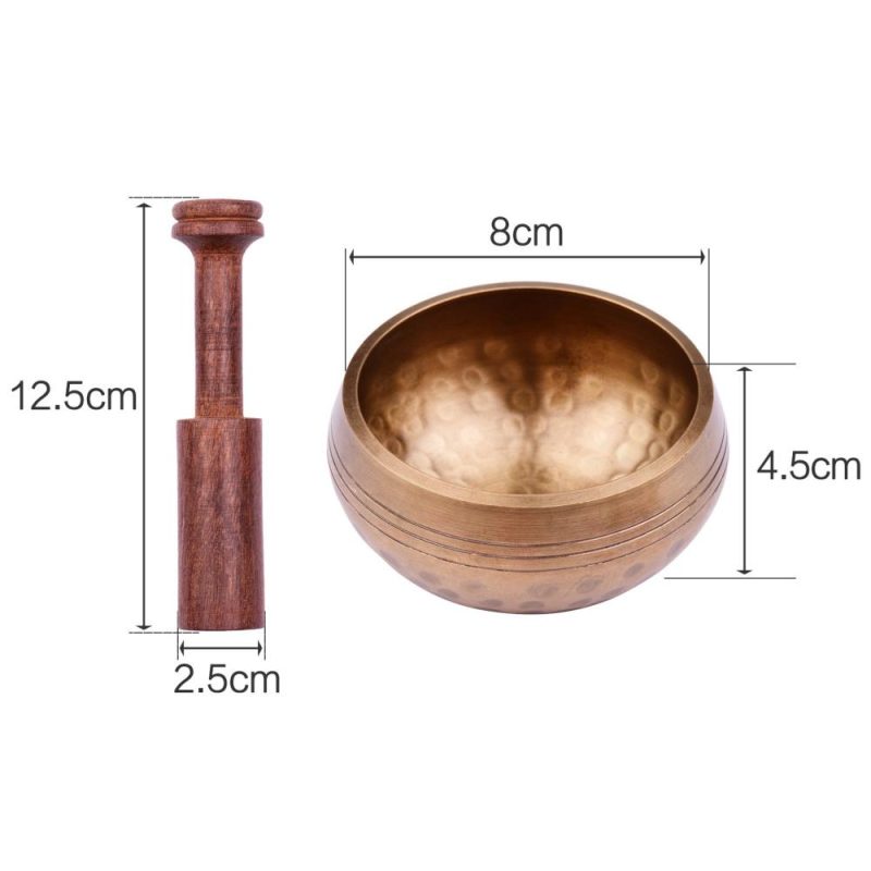 Drums & Percussion |   Tibetan Singing Bowl Set 8cm caliber scale pattern bowl + 12.5*2.5cm black wooden stick + 10cm red square cushion Drums & Percussion Drums & Percussion