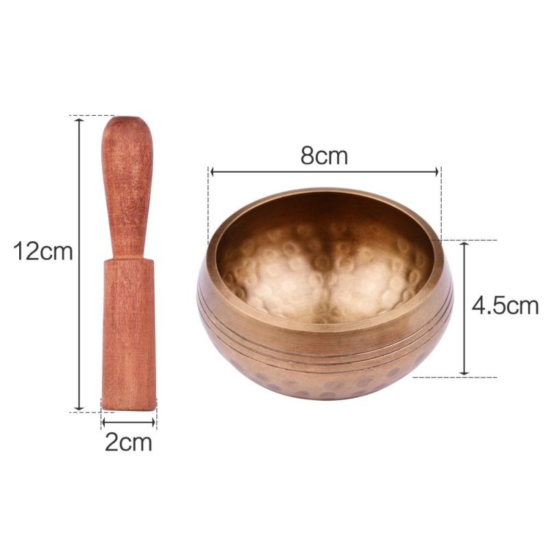 Drums & Percussion |   Tibetan Singing Bowl Set 8cm caliber scale pattern bowl + 12*2cm ordinary wooden stick + 10cm red square cushion Drums & Percussion Drums & Percussion