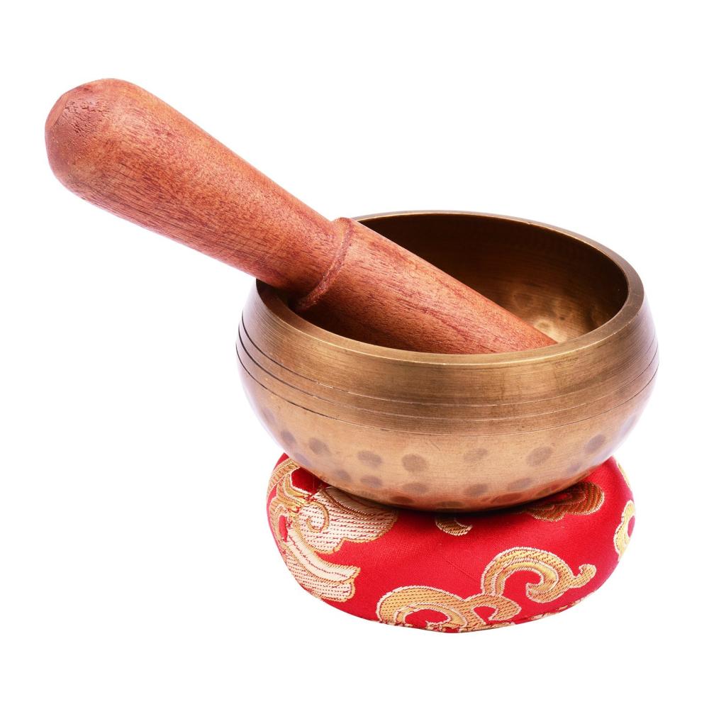 Drums & Percussion |   Tibetan Singing Bowl Set 8cm caliber scale pattern bowl + 12*2cm ordinary wooden stick + 8cm red circle pad Drums & Percussion Drums & Percussion