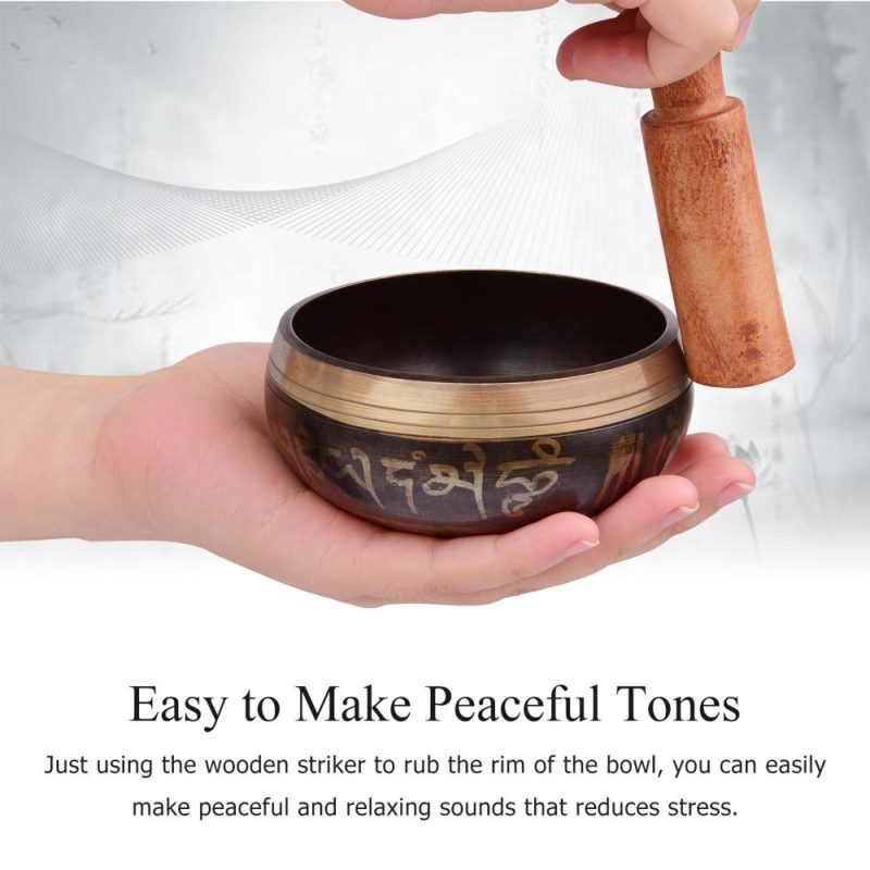 Drums & Percussion |   Tibetan Singing Bowl Set with 8.5cm/3.3inch Handmade Metal Sound Bowl & Soft Cushion(random color delivery) & Wooden Striker for Meditation Sound Chakra Healing Yoga Relaxation Drums & Percussion Drums & Percussion