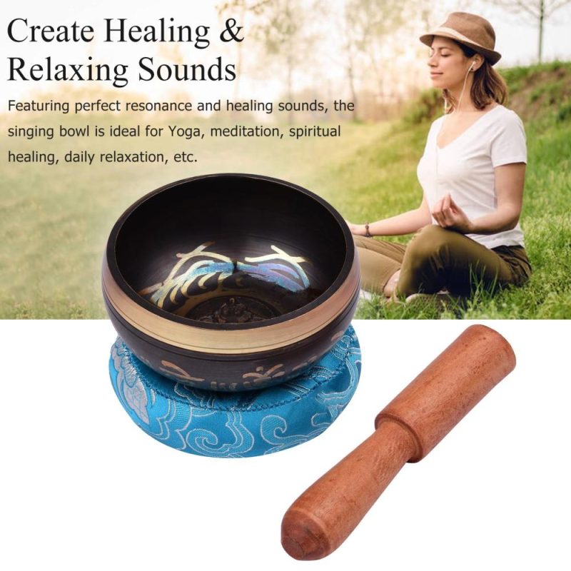 Drums & Percussion |   Tibetan Singing Bowl Set with 8.5cm/3.3inch Handmade Metal Sound Bowl & Soft Cushion(random color delivery) & Wooden Striker for Meditation Sound Chakra Healing Yoga Relaxation Drums & Percussion Drums & Percussion