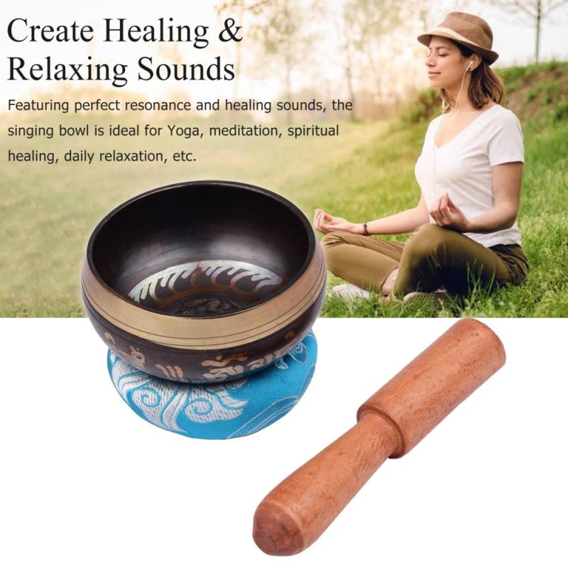 Drums & Percussion |   Tibetan Singing Bowl Set with 8cm/3inch Handmade Metal Sound Bowl & Soft Cushion & Wooden Striker for Meditation Sound Chakra Healing Yoga Relaxation Drums & Percussion Drums & Percussion