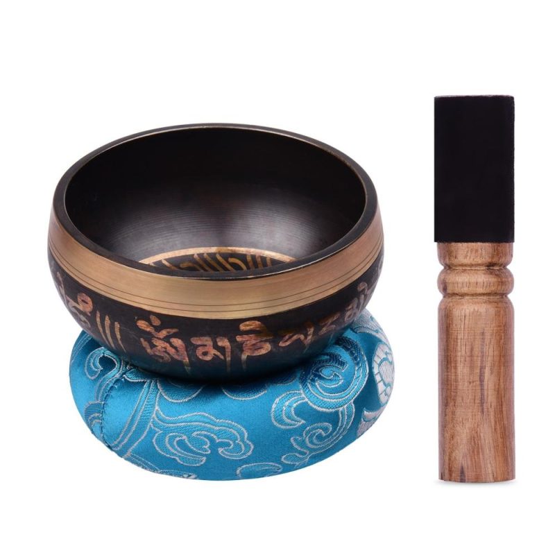 Drums & Percussion |   Tibetan Singing Bowl Set with 9.5cm/3.7inch Handmade Metal Sound Bowl & Soft Cushion(Random Color Delivery)  & Wooden Striker for Meditation Sound Chakra Healing Yoga Relaxation Drums & Percussion Drums & Percussion