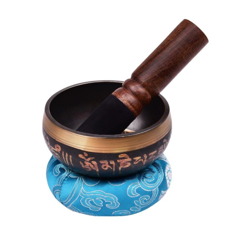 Drums & Percussion |   Tibetan Singing Bowl Set with 9.5cm/3.7inch Handmade Metal Sound Bowl & Soft Cushion(Random Color Delivery)  & Wooden Striker for Meditation Sound Chakra Healing Yoga Relaxation Drums & Percussion Drums & Percussion