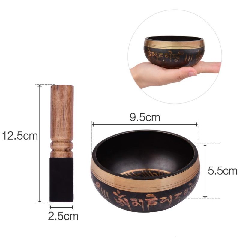 Drums & Percussion |   Tibetan Singing Bowl Set with 9.5cm/3.7inch Handmade Metal Sound Bowl & Soft Cushion(Random Color Delivery)  & Wooden Striker for Meditation Sound Chakra Healing Yoga Relaxation Drums & Percussion Drums & Percussion