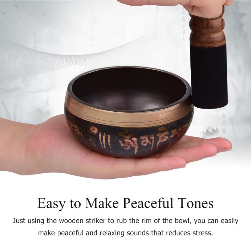 Drums & Percussion |   Tibetan Singing Bowl Set with 9.5cm/3.7inch Handmade Metal Sound Bowl & Soft Cushion(Random Color Delivery)  & Wooden Striker for Meditation Sound Chakra Healing Yoga Relaxation Drums & Percussion Drums & Percussion