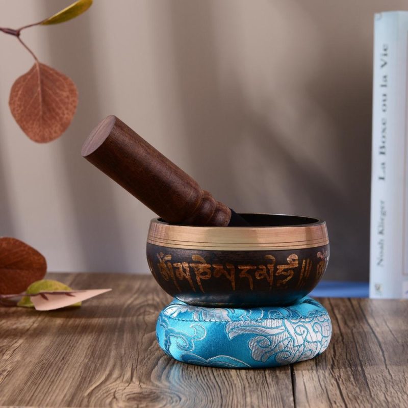 Drums & Percussion |   Tibetan Singing Bowl Set with 9.5cm/3.7inch Handmade Metal Sound Bowl & Soft Cushion(Random Color Delivery)  & Wooden Striker for Meditation Sound Chakra Healing Yoga Relaxation Drums & Percussion Drums & Percussion