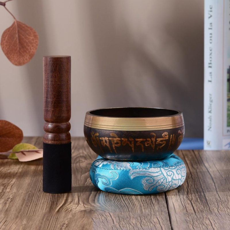 Drums & Percussion |   Tibetan Singing Bowl Set with 9.5cm/3.7inch Handmade Metal Sound Bowl & Soft Cushion(Random Color Delivery)  & Wooden Striker for Meditation Sound Chakra Healing Yoga Relaxation Drums & Percussion Drums & Percussion