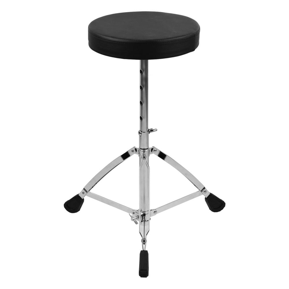 Drums & Percussion |   Universal Drum Throne Round Padded Drum Seat Stool Double-braced Stainless Steel Legs Anti-slip Black Drums & Percussion Black