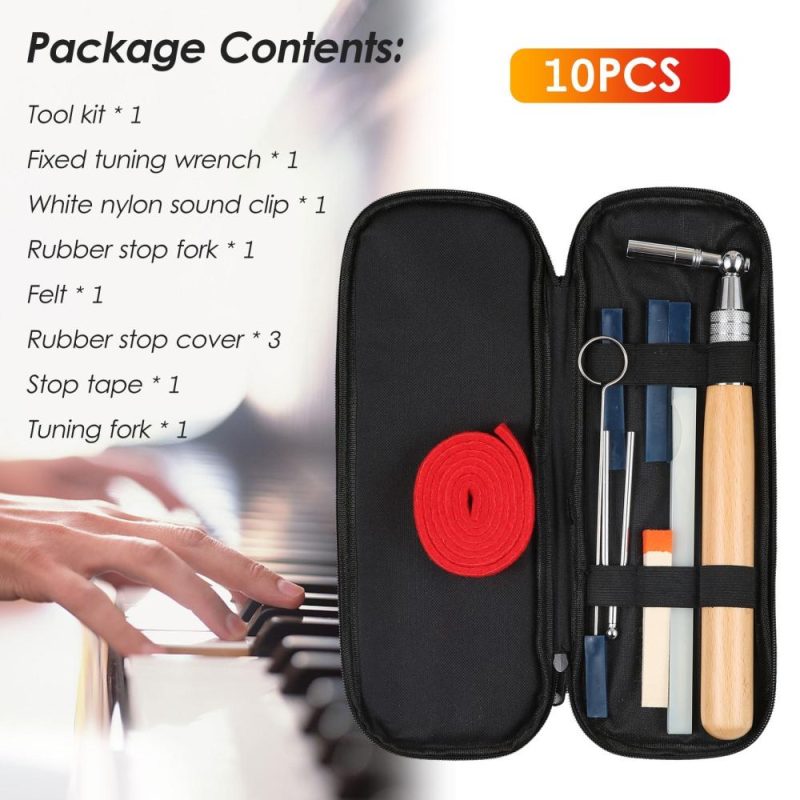 Keyboards & Pianos |   10pcs Piano Tuning Kit Professional Tuning Tools Set Black Keyboards & Pianos Black