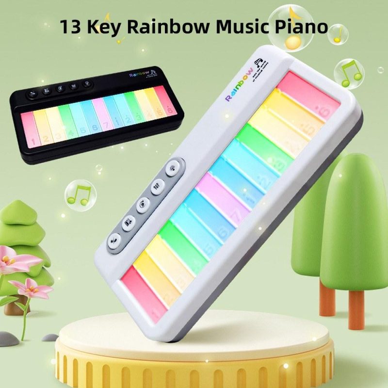 Keyboards & Pianos |   13 Key Rainbow Music Keyboard Piano Musical Instrument Rainbow Light Music Box White Keyboards & Pianos Keyboards & Pianos