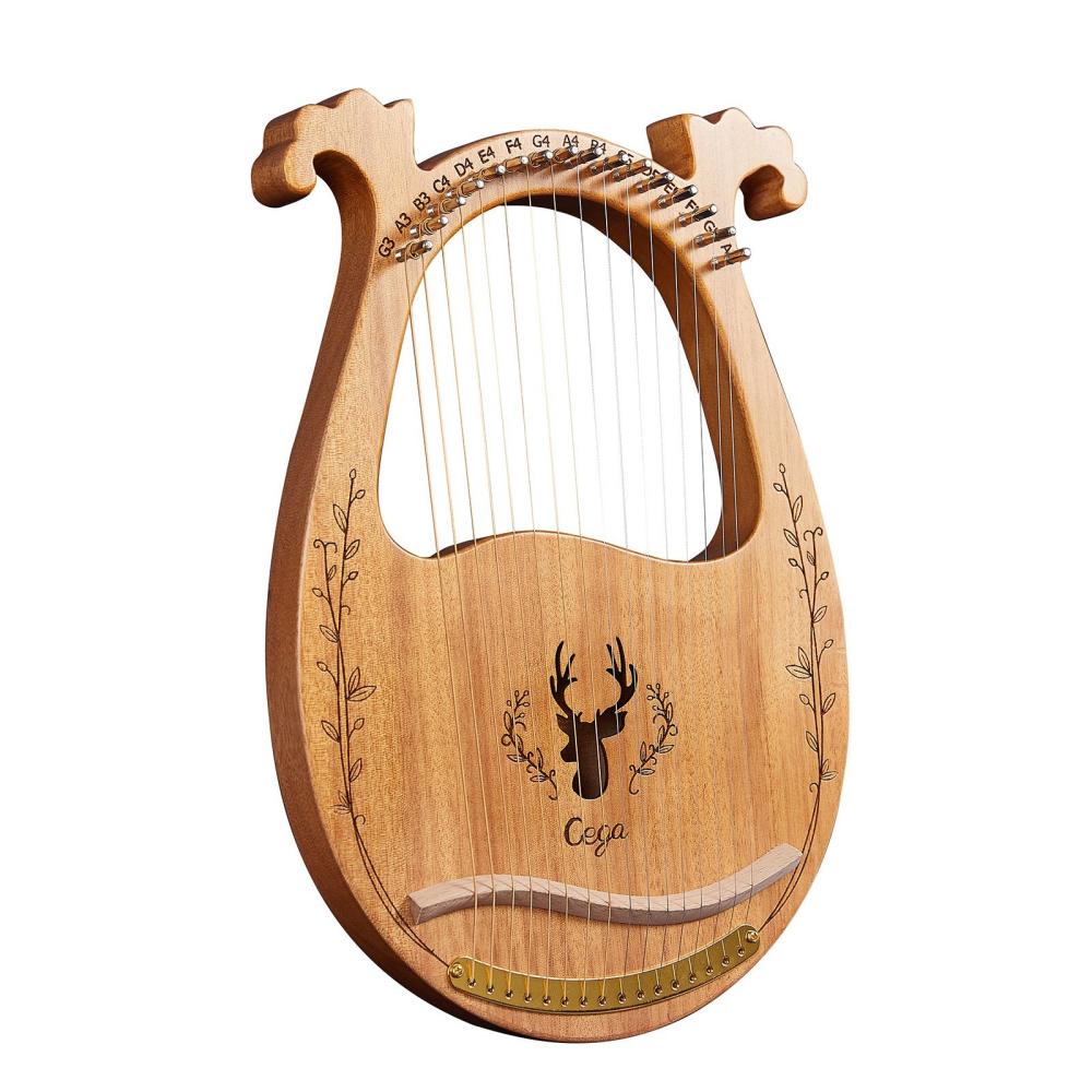 Keyboards & Pianos |   16-String Wooden Lyre Harp Resonance Box String Instrument with Tuning Wrench 3pcs Picks Natural Keyboards & Pianos Keyboards & Pianos