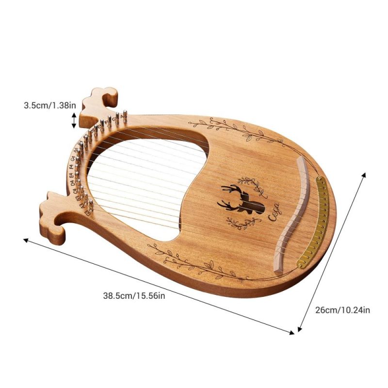 Keyboards & Pianos |   16-String Wooden Lyre Harp Resonance Box String Instrument with Tuning Wrench 3pcs Picks Natural Keyboards & Pianos Keyboards & Pianos