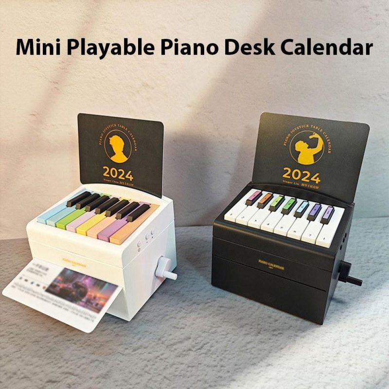 Keyboards & Pianos |   2024 Mini Playable Piano Calendar: Creative Music Box Decoration Black Keyboards & Pianos Black