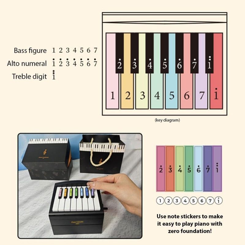 Keyboards & Pianos |   2024 Mini Playable Piano Calendar: Creative Music Box Decoration Black Keyboards & Pianos Black