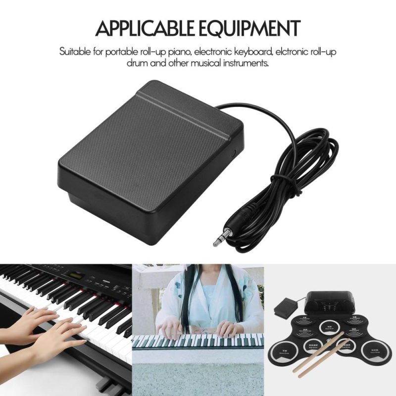 Keyboards & Pianos |   3.5mm Interface Compact Sustain Pedal Universal Single Pedal Black Keyboards & Pianos Black