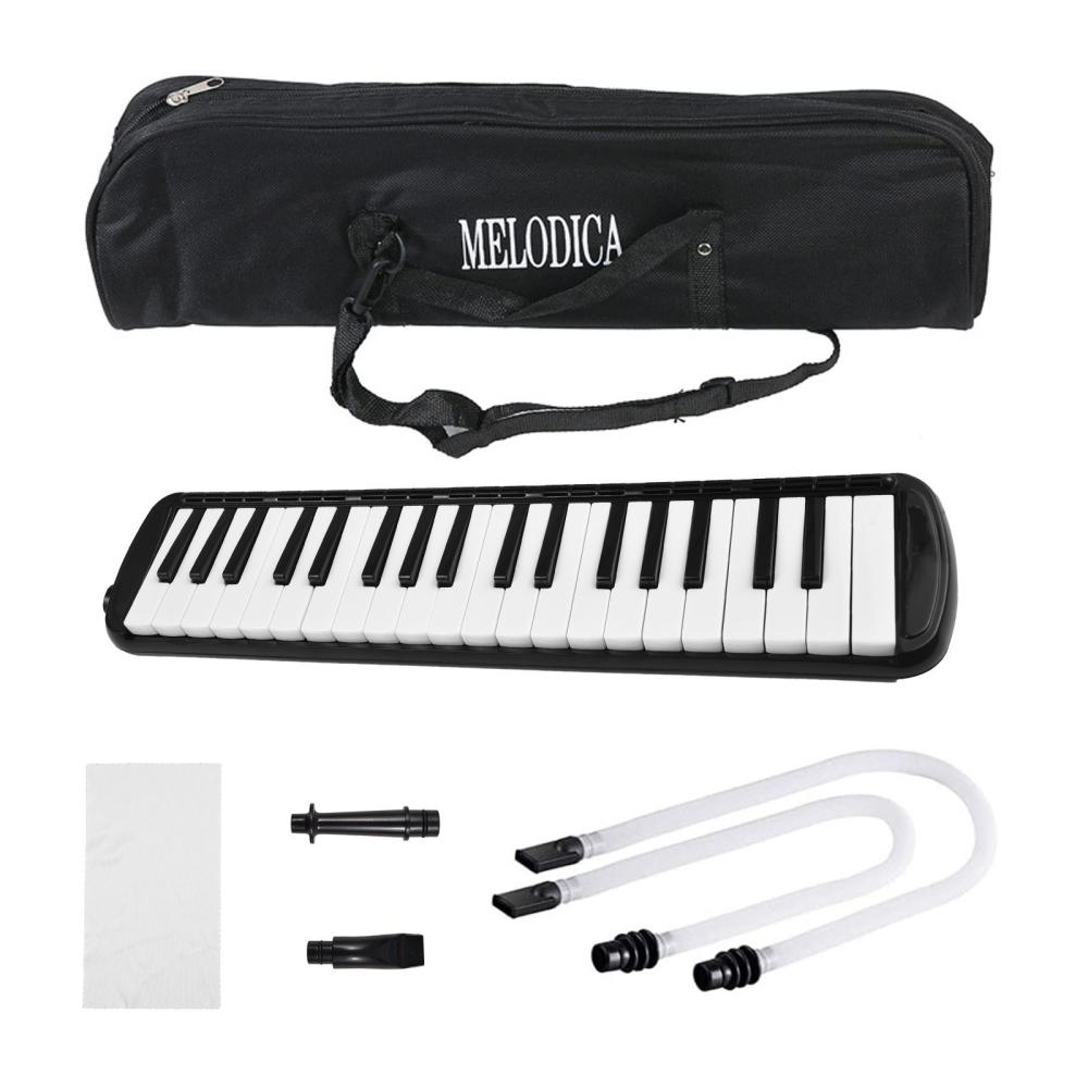 Keyboards & Pianos |   37 Keys Melodica Instrument Melodica Air Piano Keyboard with 2 Soft Blow Pipe 2 Blowing Nozzles Black Keyboards & Pianos Black