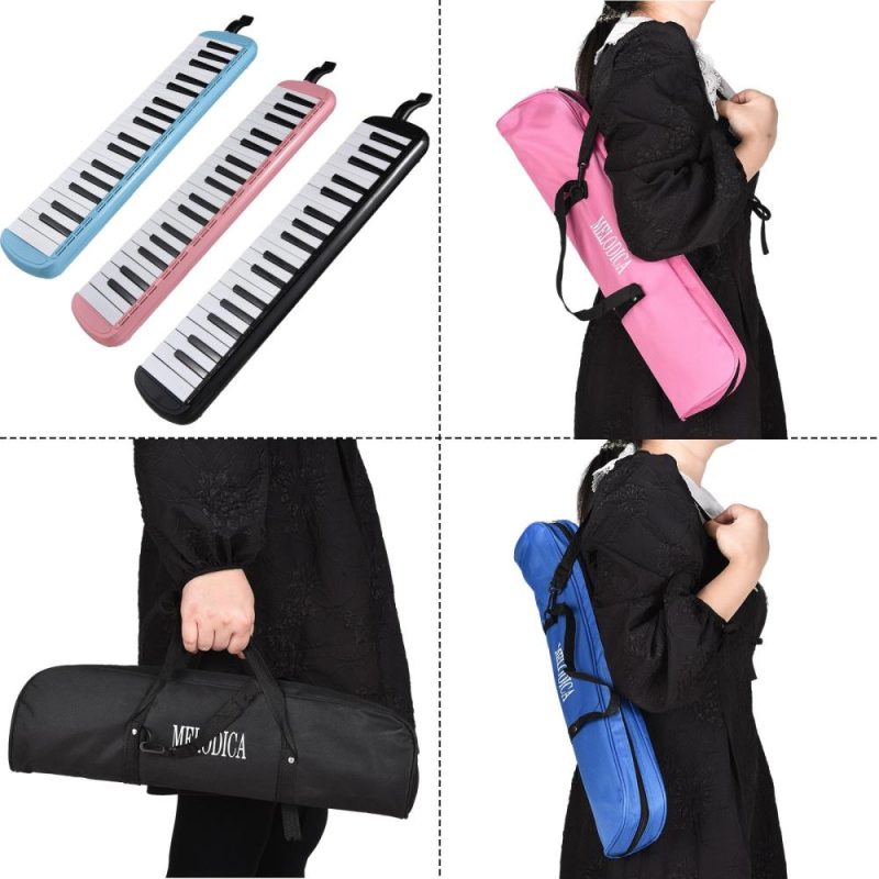 Keyboards & Pianos |   37 Keys Melodica Instrument Melodica Air Piano Keyboard with 2 Soft Blow Pipe 2 Blowing Nozzles Black Keyboards & Pianos Black