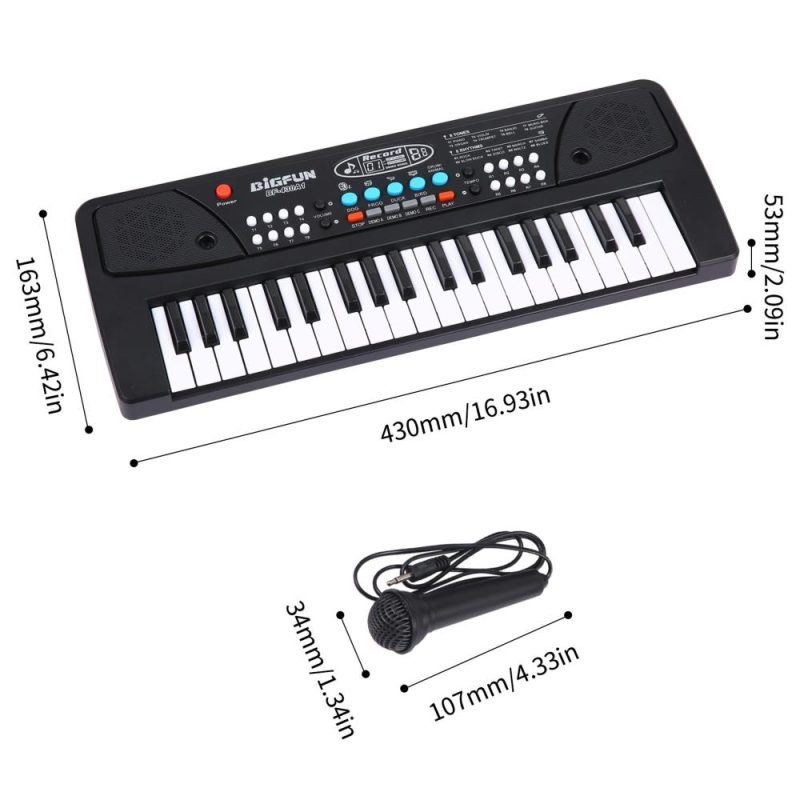 Keyboards & Pianos |   37 Keys USB Electronic Organ Kids Electric Piano with Microphone Black Digital Music Electronic Keyboard Black Keyboards & Pianos Black