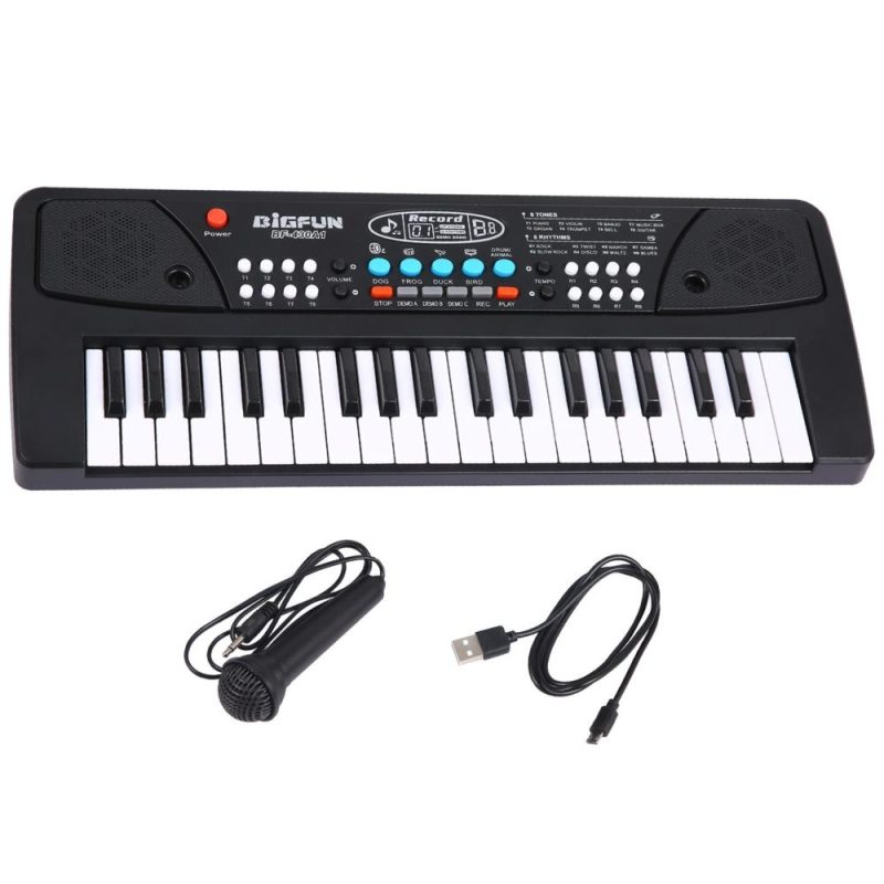 Keyboards & Pianos |   37 Keys USB Electronic Organ Kids Electric Piano with Microphone Black Digital Music Electronic Keyboard Black Keyboards & Pianos Black