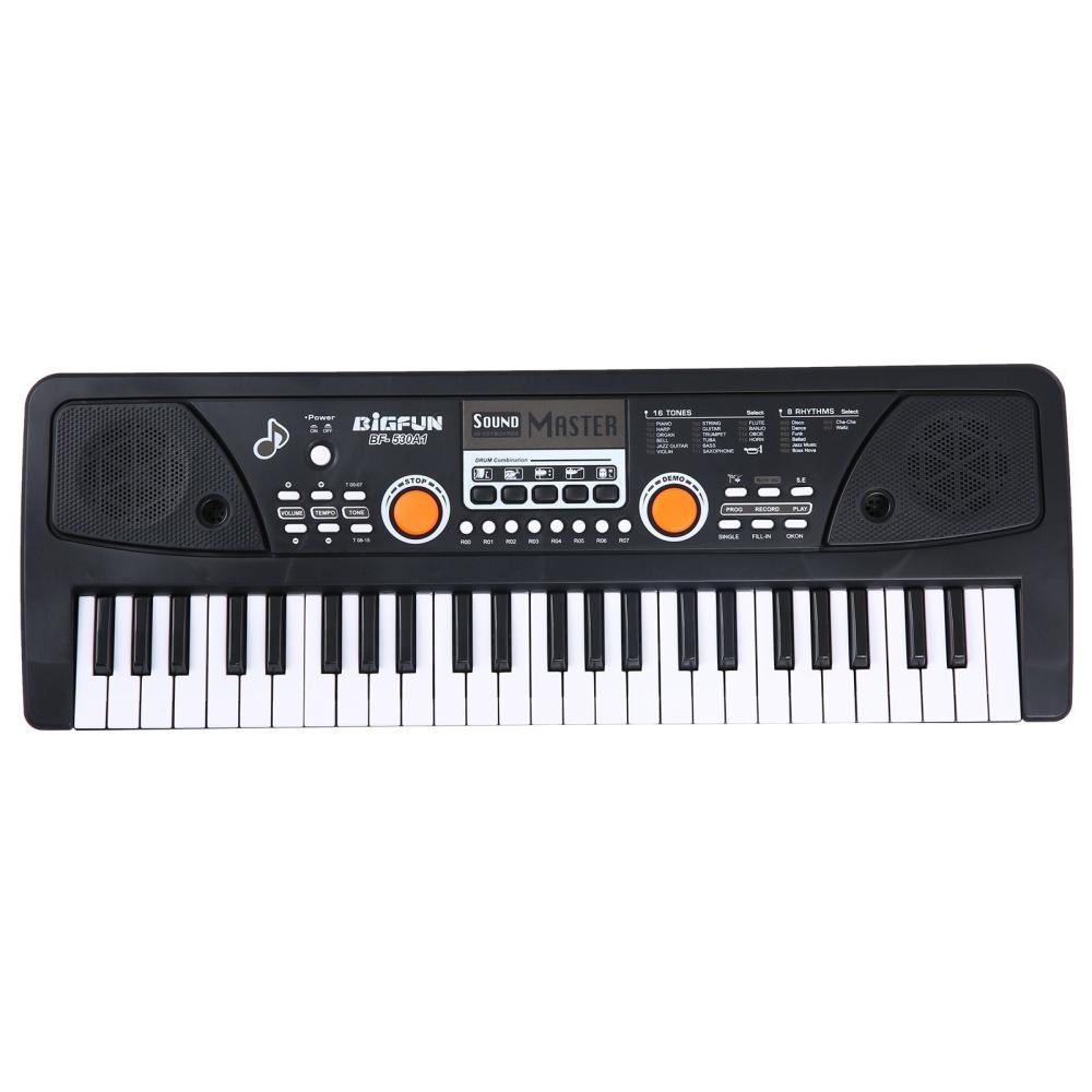 Keyboards & Pianos |   49 Keys USB Electronic Organ Kids Electric Piano with Microphone Black Digital Music Electronic Keyboard Black Keyboards & Pianos Black