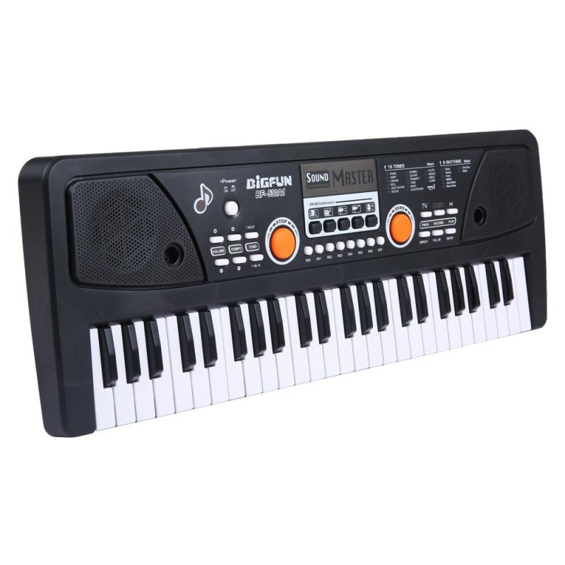 Keyboards & Pianos |   49 Keys USB Electronic Organ Kids Electric Piano with Microphone Black Digital Music Electronic Keyboard Black Keyboards & Pianos Black