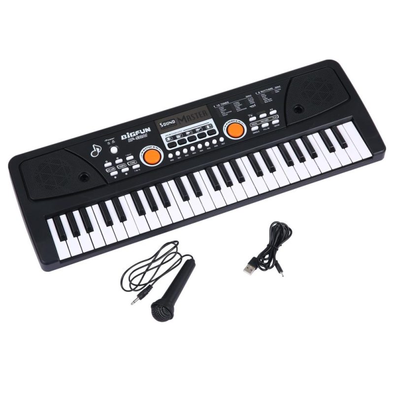 Keyboards & Pianos |   49 Keys USB Electronic Organ Kids Electric Piano with Microphone Black Digital Music Electronic Keyboard Black Keyboards & Pianos Black