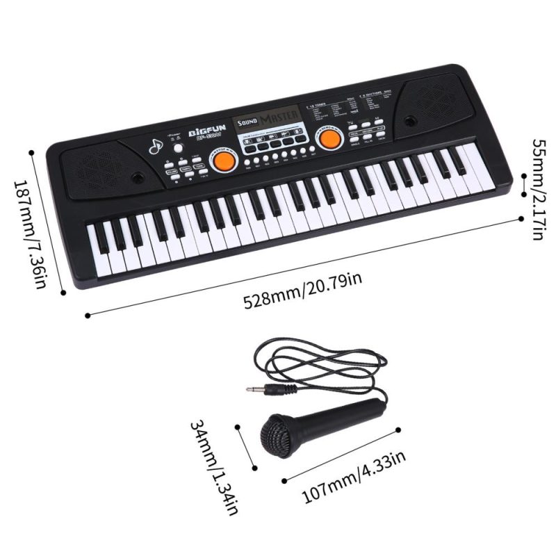 Keyboards & Pianos |   49 Keys USB Electronic Organ Kids Electric Piano with Microphone Black Digital Music Electronic Keyboard Black Keyboards & Pianos Black