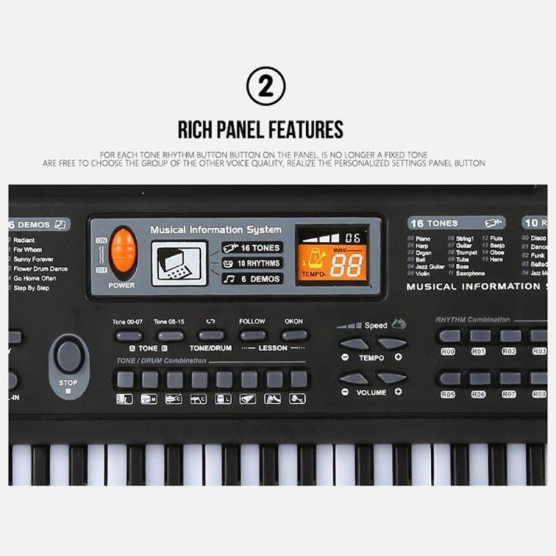 Keyboards & Pianos |   61 Keys Black Digital Music Electronic Keyboard KeyBoard Electric Piano Kids Gift Musical Instrument Keyboards & Pianos Keyboards & Pianos