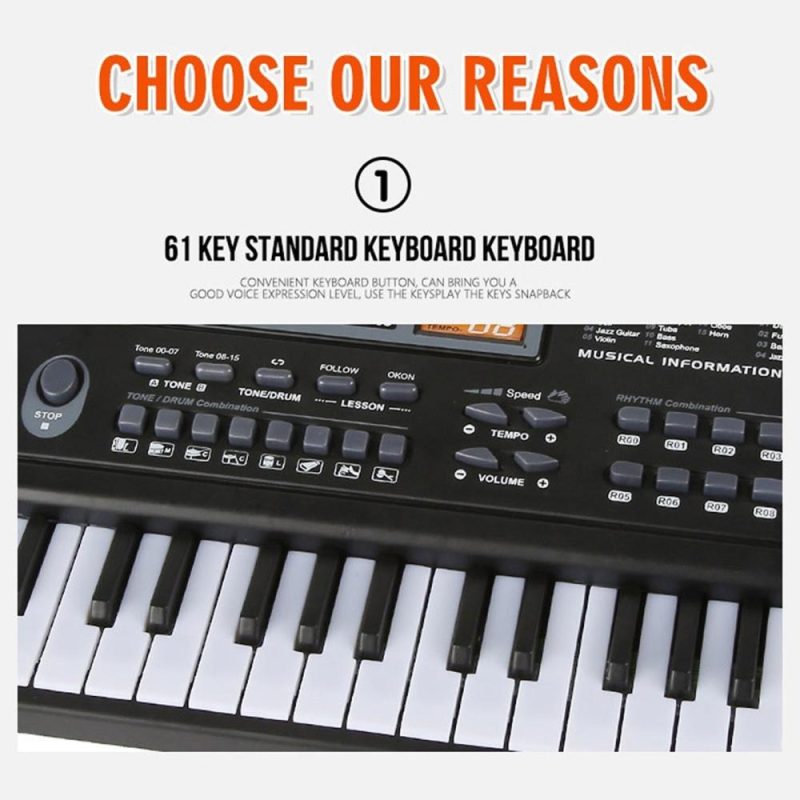 Keyboards & Pianos |   61 Keys Black Digital Music Electronic Keyboard KeyBoard Electric Piano Kids Gift Musical Instrument Keyboards & Pianos Keyboards & Pianos