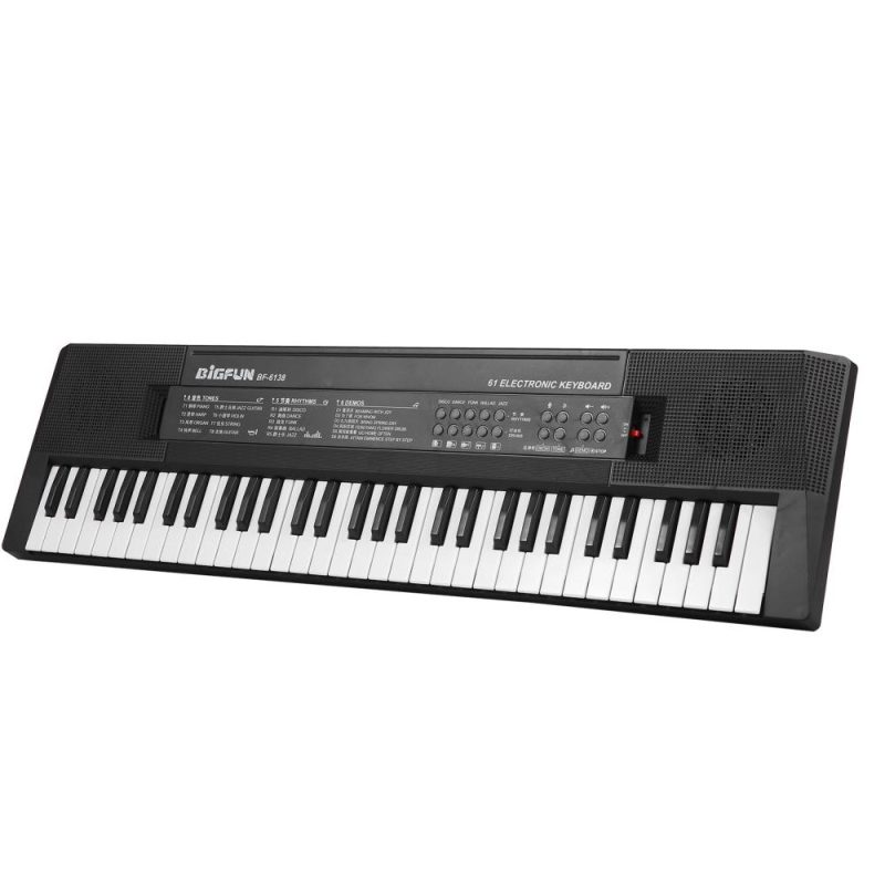 Keyboards & Pianos |   61 Keys Digital Music Electronic Keyboard Kids Multifunctional Electric Piano for Piano Student with Microphone Function Musical Instrument Black+White Keyboards & Pianos Black+White