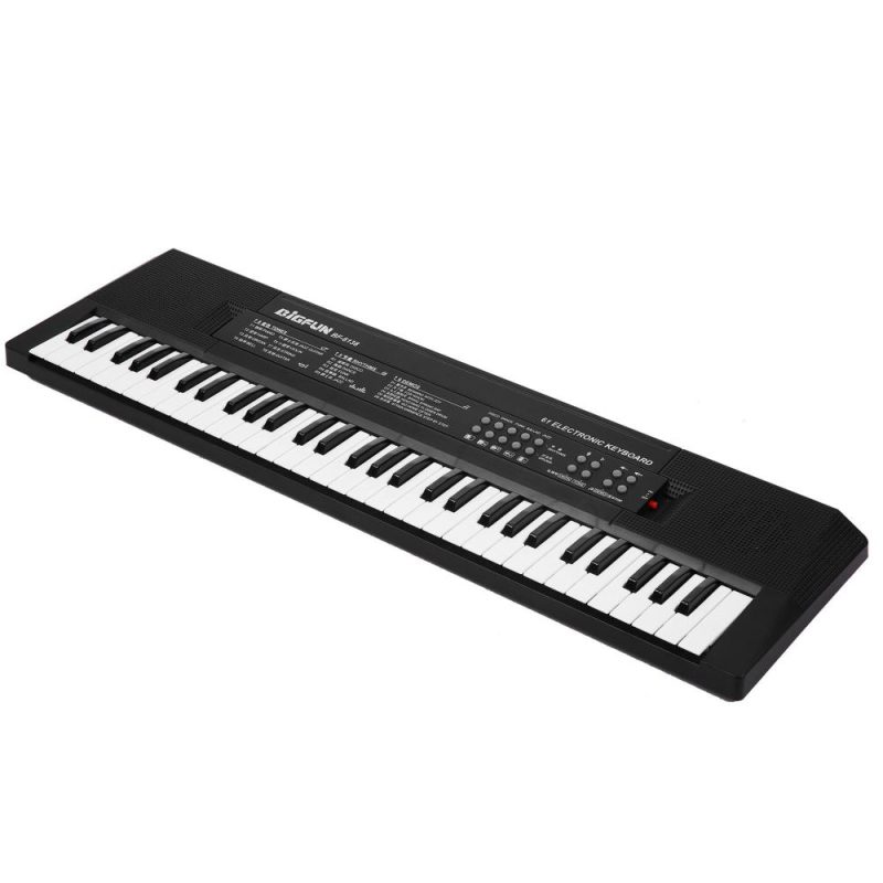 Keyboards & Pianos |   61 Keys Digital Music Electronic Keyboard Kids Multifunctional Electric Piano for Piano Student with Microphone Function Musical Instrument Black+White Keyboards & Pianos Black+White