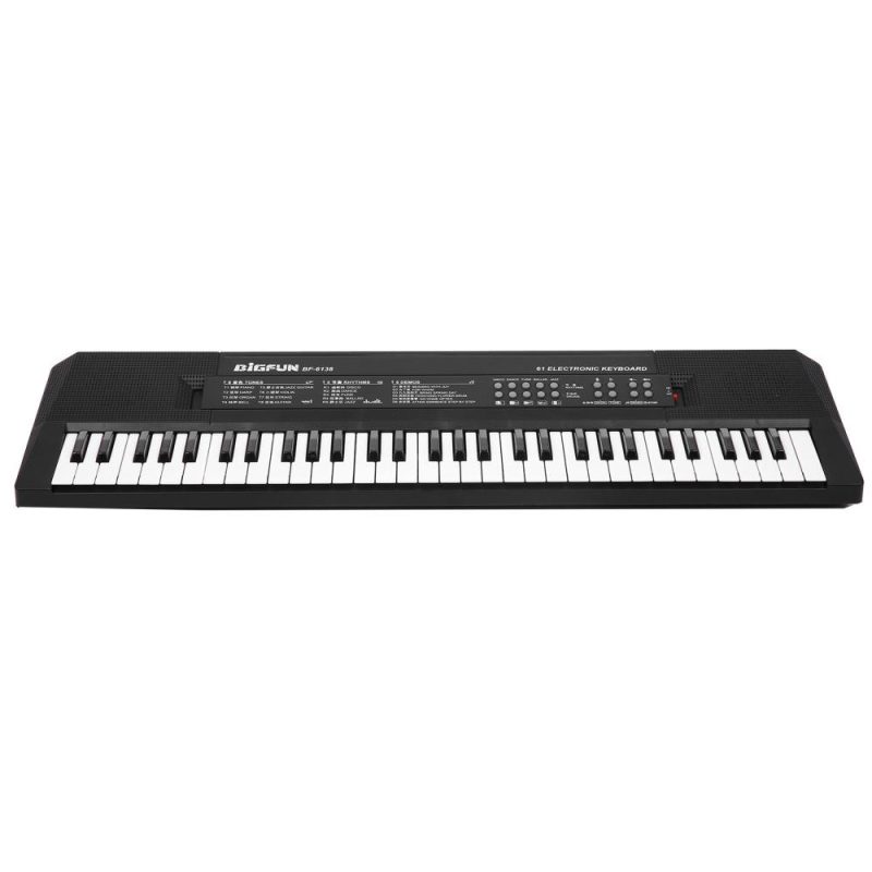 Keyboards & Pianos |   61 Keys Digital Music Electronic Keyboard Kids Multifunctional Electric Piano for Piano Student with Microphone Function Musical Instrument Black+White Keyboards & Pianos Black+White